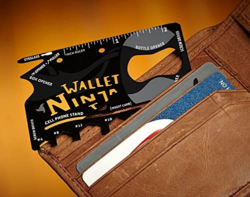 Image of Metal Ninja Tools Black Multi-Purpose Credit Card Size Pocket Tool for Quick Repairs, EDC Survival Gear, Bottle Opener, Camping Key Holder (18 In 1 Multipurpose) (Pack of 1)