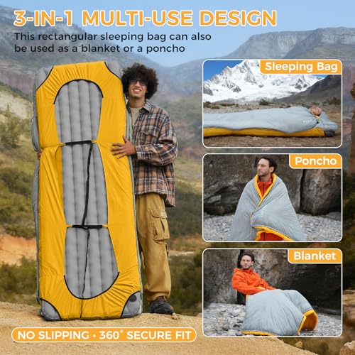 Image of ATEPA Down Sleeping Bag for Adults, Recycled Ultralight 35F 40F 45F 50F 650FP / 700FP 3 Season Compact Sleeping Bags with Compression Sack for Backpacking Camping Hiking, Can Be Attached to Pad