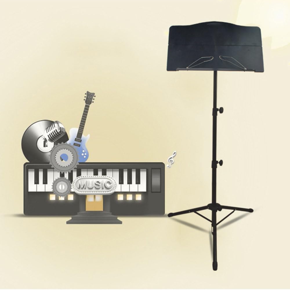 Schwarz Notenständer Klappbar Stabil Höhenverstellbar Notenpult Tisch Buchständer Gitarre Orchesterpult für Erwachsene und Kinder