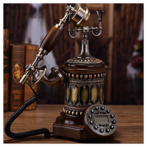Teléfono fijo retro de escritorio con cable color marrón miniatura 1