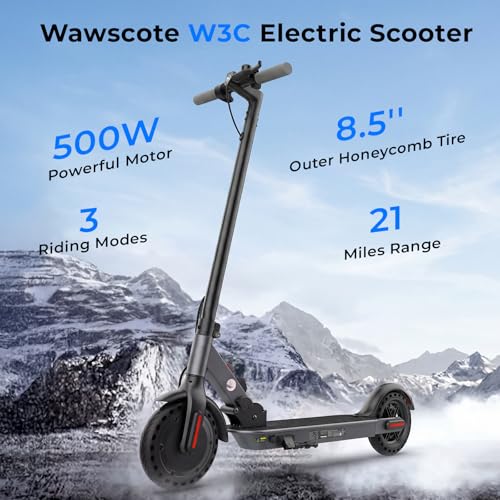 Image of Electric Scooter - Electric Scooter Adults, 500W Motor, 21 MPH, 21 Miles Max Range, APP Control, Double Braking Systems, 8.5'' Tire, Foldable E Scooter Teens