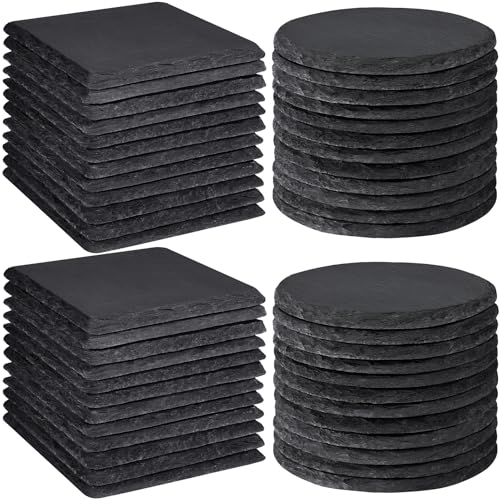 Comparison: Best Material For Coasters 4 48 PCS Slate Coasters Bulk, MAPRIAL Laser Engraving Blanks Material for Engraver, 4 Inch 24 PCS Natural Square, 24 PCS Round Black Stone Coasters for Drinks, Gifts, Home Decor