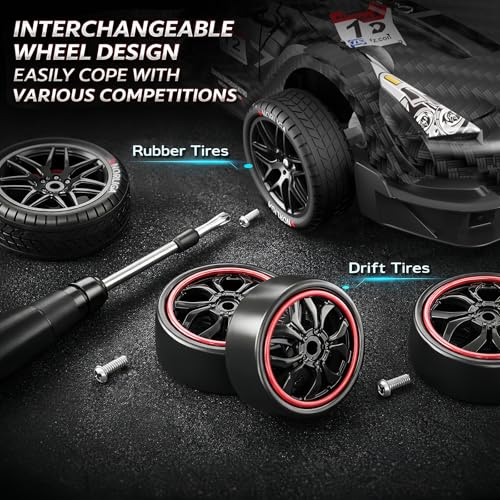 Image of Remote Control Car RC Drift Car 1:16 Scale 4WD RC Vehicle with LED Lights 2.4GHz 30km /h RTR High Speed Racing Sport Toy for Adults Boys Girls Kids Gift 2Pcs Rechargeable Battery
