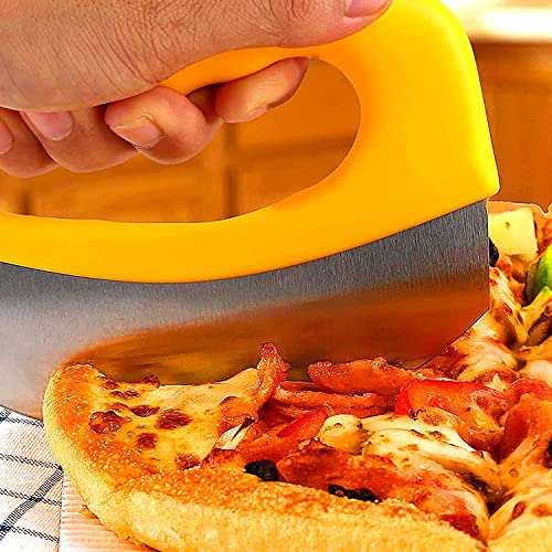 Image of P-Plus International Pizza Cutter and Serving Turner - Pizza Serving Turner - Pizza Cutter Tool - Pizza Spatula - Pizza Cutter Wheel (Set of 2)