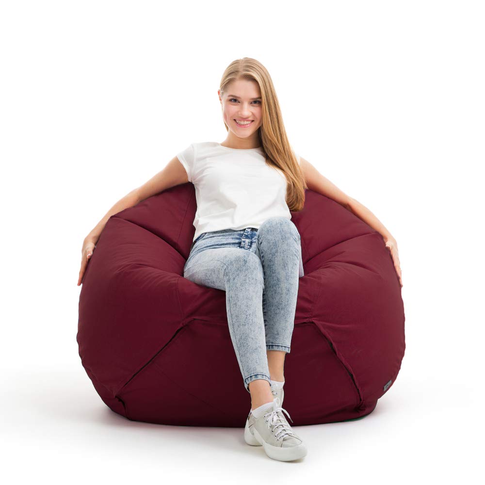 Bruni Pouf Classico M en Bordeaux – Fauteuil Poire pour Chambre et Salon, Beanbag Intérieur et Extérieur, Lavable, Pouffe pour Adolescents