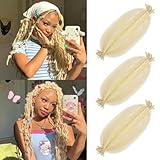 3 Packs Afro Twist Hair 18 Inch Blonde Springy Afro Twist Hair Pre Fluffed Spring Twist Hair Pre Stretched Wrapping Hair for Soft Locs Marley Twist Braiding Hair Extensions (613#, 18 Inch)