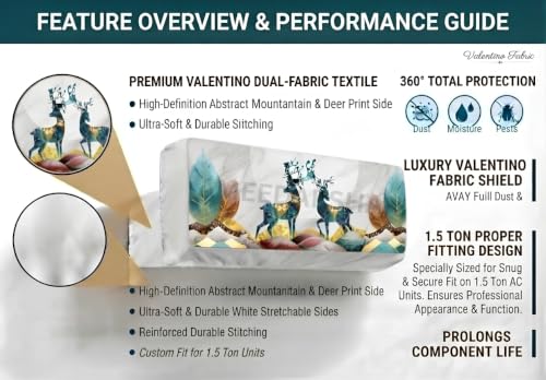Image of Polyester Printed Air Conditioning Dust Cover Folding Designer Ac Cover For Indoor Split Ac 1.5 Ton (97X 31X 21 Cm ) (Deer)