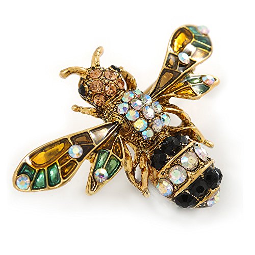 Broche abeille en cristal émaillé 45 mm pour sublimer vos vestes