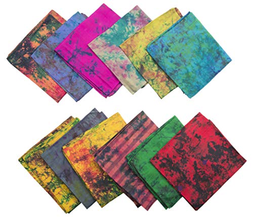 Women's Recycled Pure Silk Abstract Print Scarf Set (Multicolor, 36 inches x 36 inches, Pack of 12) Gift for her