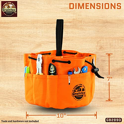Graintex Gb2890 Grab Bag Orange Color Rip-Stop Canvas 18 Pockets Drawstring Closure #TOP5