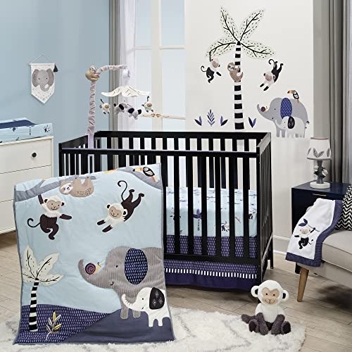 Image of Lambs & Ivy Jungle Party 100% Cotton Monkey /Palm Tree Fitted Crib Sheet