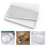 SOSMAR Drainer with Drip Tray - 30 x 17.5cm Small Dish Drain Board - Water Collection Drying Tray for Fruit, Mug, Utensils, Bathroom Accessories, Coffee Tea Food, Grey