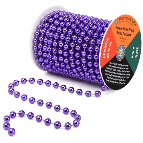 Mandala Crafts Faux 8mm Purple Pearl Bead Garland Strand Chain