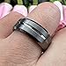 TUTISS 8mm Gunmetal Tungsten Rings for Men Women Fashion Engagement Wedding Bands Grooved Matte Finish Beveled Edges Comfort Fit Size 8