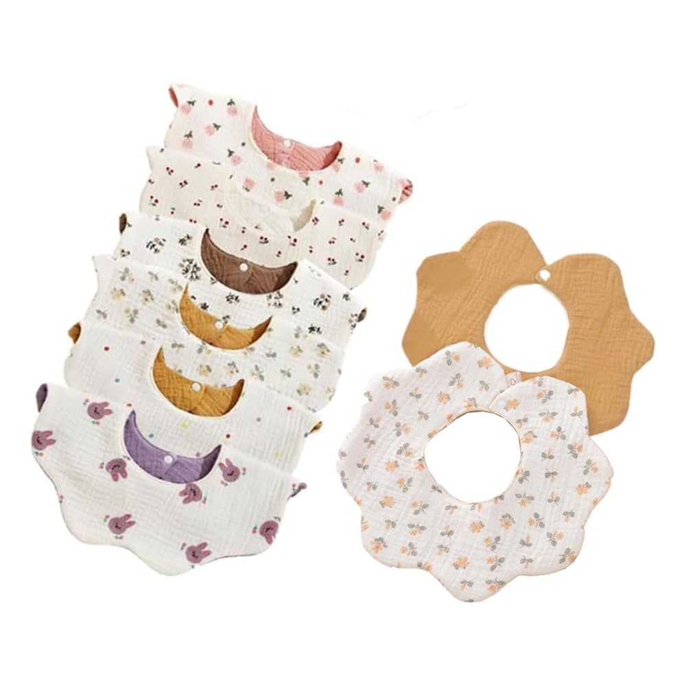 Oaygat 6-Pack Baby Bibs with Snaps Soft and Absorbent Baby Bibs with Adjustable Snaps Newborn Bibs Toddlers Aged 0-36 Months Unisex Girls Boys Newborn Toddlers