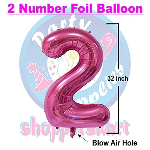 Image of Pink 32 Inches Numbers 2 Shape Large Big Foil Helium Balloons For Party Decorations In Happy Birthday Anniversary Office Items Materials Set Pack, Pack Of 1