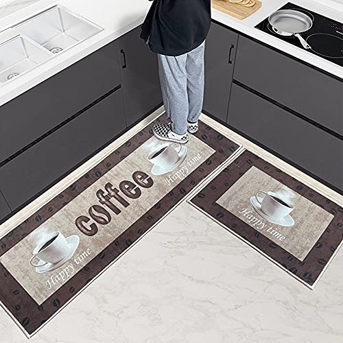 Image of HomeCloud Anti Fatigue Kitchen Rug Printed Thick Anti Slip, Washable, Big Size, Designer Folding Kitchen Mat for Home BedroomStandard Size (41 x 122 cm 41 x 61 cm) (Coffe Cup BRO)