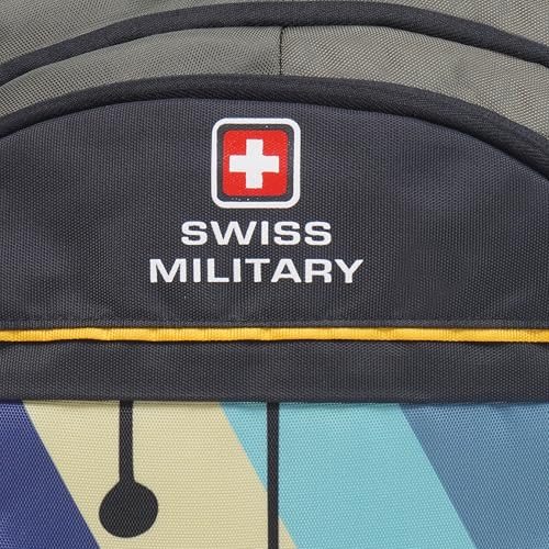 Image of SWISS MILITARY Large Multicolor Laptop Backpack, Stylish with Spacious 15.6 Inch Laptop Compartment, Ergonomic Design, Durable & Lightweight for Office, Travel, and College