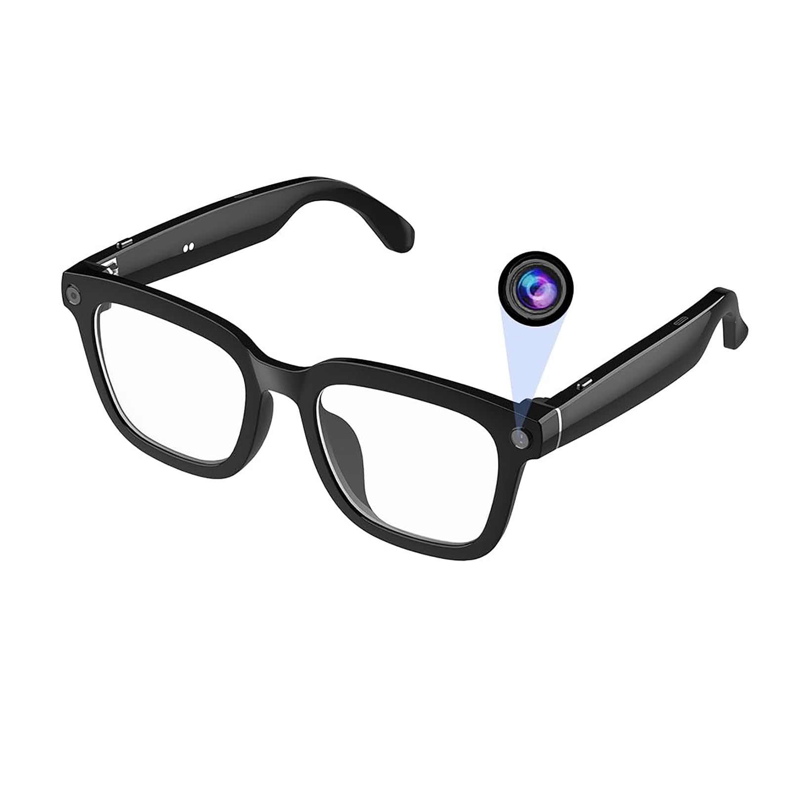 Camera Glasses for Vlogging Computer Blue Light Filtering Smart Glasses with 1080P Recording Hands-Free App Preview Voice Control