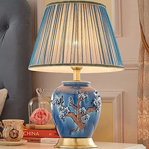 Ousika Bedside Lamp,H Ceramic Bedside Table Lamps With Fabric Lampshade Nightstand Table Lamps Push Button Switch For Bedroom Living Room Easy To Assemble #TOP3