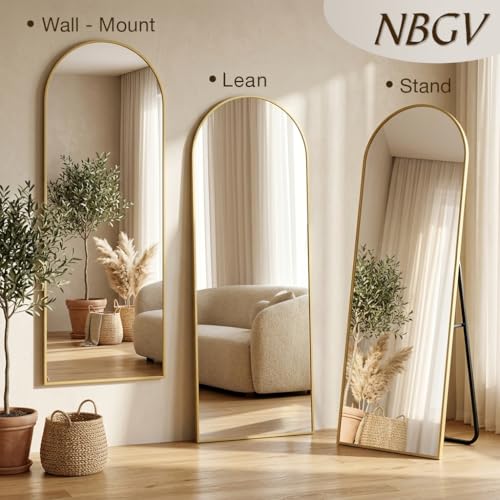 Image of 70 inchx27 inch Floor Mirror Full Length, Arched Full Length Mirror with Stand, Large Full Body Mirrors for Bedroom Living Room or Cloakroom Gold