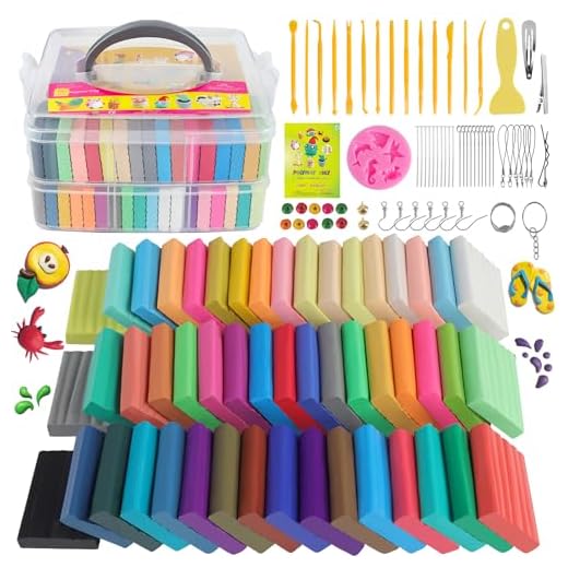 CyAJM Polymer Clay Kits, Modeling Clay for Kids 50 Colors Oven Bake DIY Model Clay, Kids Polymer Clay,wiht Clay Sculpting Tools and Accessories,Clay Kits, Ideal Gifts for Children, Adults and Artists