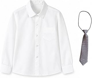 男の子 長袖シャツ ネクタイ付き 2点セット キッズ ジュニア フォーマル ワイシャツ 無地 レギュラーカラー 前開き 細身 入学式 卒業式 | 結び直し不要のゴム仕様ネクタイと長袖シャツのセット。入学式・卒業式・発表会・結婚式などのきちんとした装いに。すっきりした細身のデザインで、ジャケットやベストの下にも合わせやすく、ネクタイを外せば通学や普段着にも使えます。
