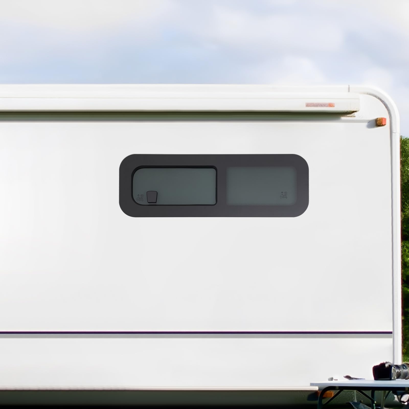 Finestra laterale per roulotte, camper, caravan, con vetro scuro, finestra scorrevole orizzontale, lato conducente (780 x 280 mm)