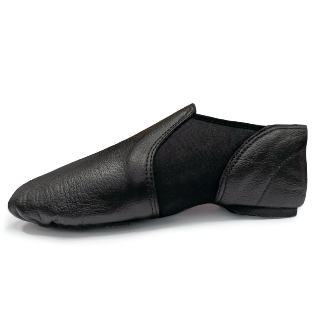 Jazz Shoes - Slip on Jazz Dance Shoes Rubber Split Sole - Soft Leather and Neoprene - Modern Stage Fish Style