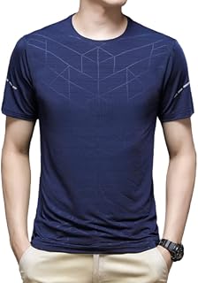 LIRU T Shirts For Men Uk,Breathable Sport Shirts Summer Ice Silk Stripe Casual T-Shirts Sports Cool Dry Running Tops Round Neck Comfort Workout Shirts Gym Moisture Wicking Quick Dry Top