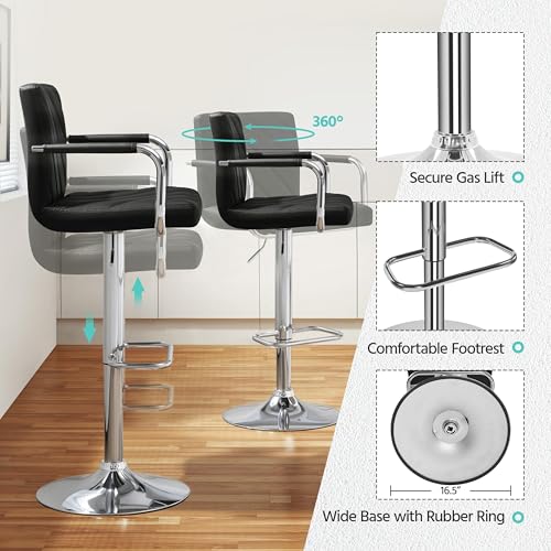 Adjustable Swivel Bar Stools Set of 2 for Kitchen Island and Living Room