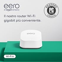 Router wi-fi mesh Amazon eero 6+ | Ethernet 1,0 Gbps | Fino a 140 m² | Connessione di oltre 75 dispositivi | Confezione da 1 | Modello 2022