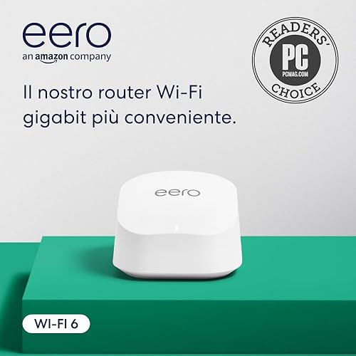 Router wi-fi mesh Amazon eero 6+ | Ethernet 1,0 Gbps | Fino a 140 m² | Connessione di oltre 75 dispositivi | Confezione da 1 | Modello 2022