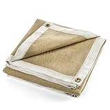 Waylander Welding Blanket Premium 4' x 6' 1400°F Heavy Duty Welders Kevlar Stitched Vermiculite Impregnated Fiberglass with Brass Grommets