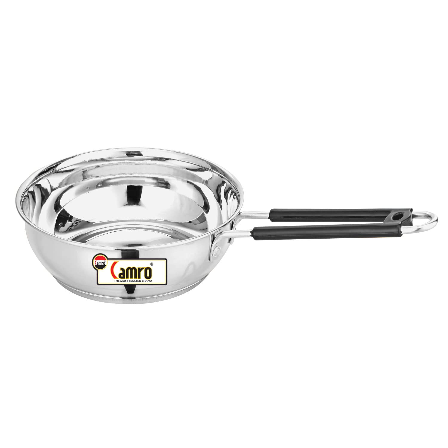 Camro Fry Pan Steel 4 Liters | Induction Bottom Deep FryPan Steel Stainless Fryer | Triply Fry Pan Induction Base | Cookwear Frying Pan | Gas Induction Stovetop Compatible Multi Purpose Use