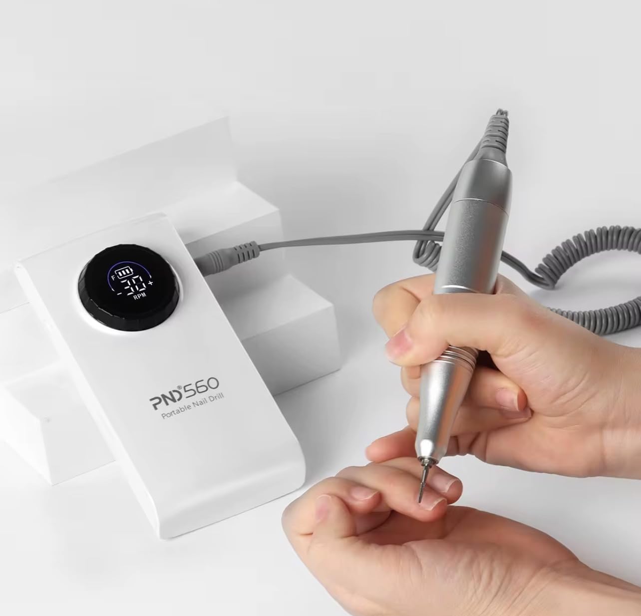 Fresa per Unghie Professionale 30000 RPM - Trapano Unghie Elettrico Portatile Senza Fili - 18W Potente e Ricaricabile con Display LCD - Kit Manicure e Pedicure per Gel, Acrilico e Semipermanente