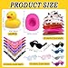 12 Sets Cowboy Ducks with Mini Hat Scarf and Sunglasses Mini Bath Duck Toys for Birthday Swimming Party Gift Favor Decorations