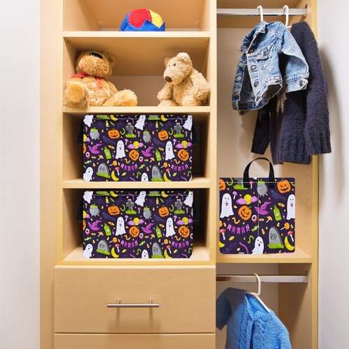 Image of Rec Halloween Ghost Storage Basket Box Hamper Collapsible Organizer Bin Gift Shelf Baskets for Home and Kitchen Storage