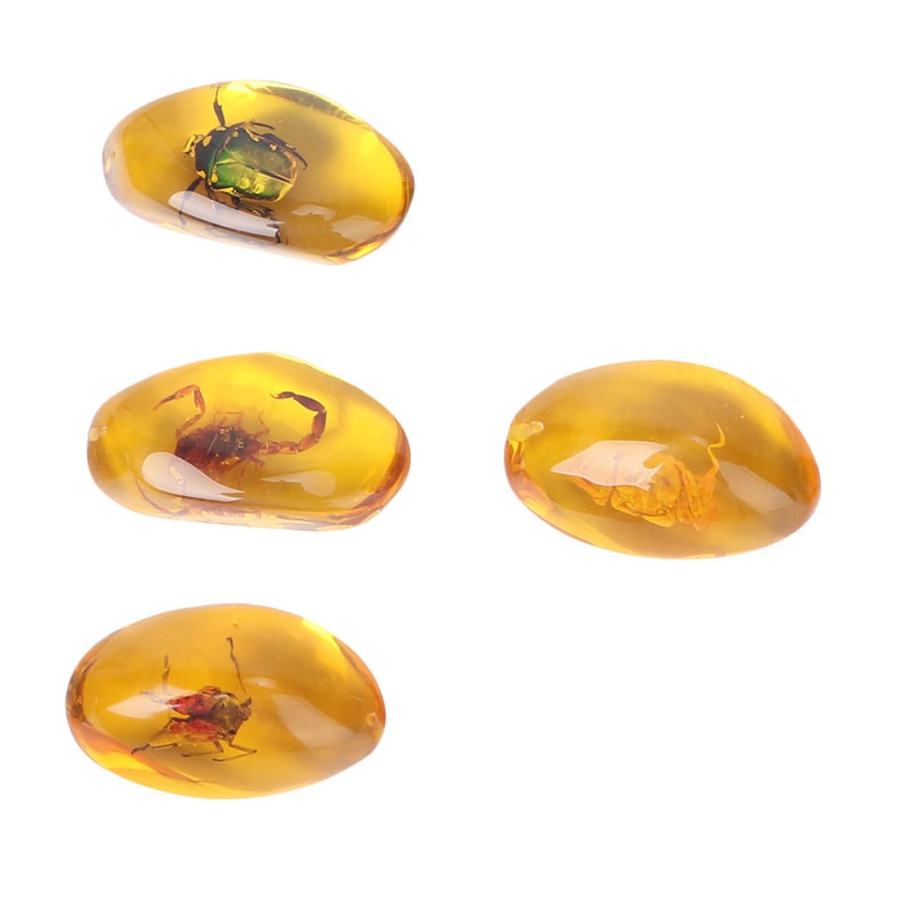 OUNONA 4 Pack Resin Decorations Amber Specimens Pendants Natural Jewelry Charms Stylish Desktop Adornments