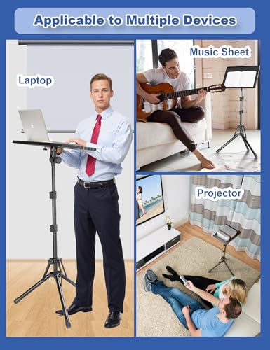 Adjustable Height Laptop Projector Stand with Mouse Tray and Carry Bag