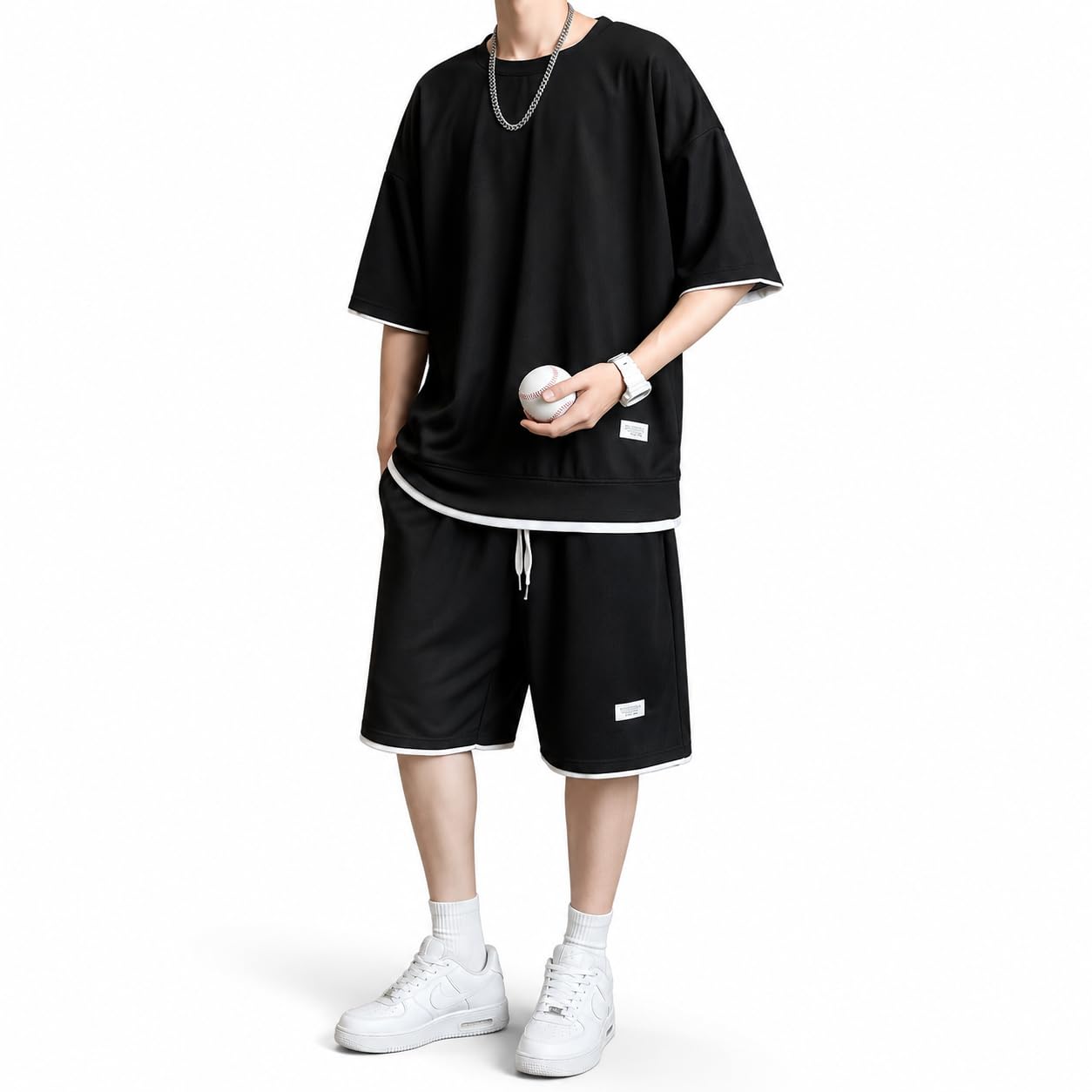 mk brothers Men's Oversized T-Shirt and Shorts Set-picture-25