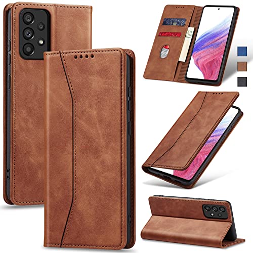 Image of Jasonyu Flip Wallet Case for Samsung Galaxy A53,Brown