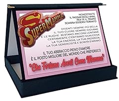 Idea Regalo - Bombo Idea Regalo affettuosa e Divertente per la Mamma Targa Premio Super Mamma per Il Compleanno o per la Festa della Mamma.