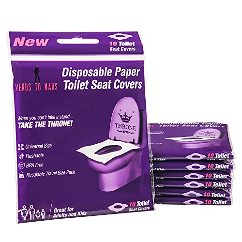 Disposable Toilet Seat Covers - 70 XL Portable and Flushable Toilet Seat Cover for Kids , Toddlers and Adults Use for Travel, Potty Training, Airplane, Public Bathroom, Road Trips and More. (70 Pack)