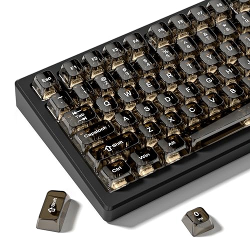 Image of dagaladoo Clear keycaps,Transparent Keyboard keycaps,Jelly Key caps Set,Shine Through keycap，MDA Profile Keyboard caps for Mx Switches Mechanical Keyboard(Black)