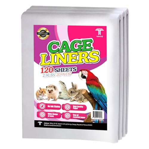 T TORTO9 Bird Cage Liner - 120 Paper Sheets 20 x 18 2.9 lb - Ideal for Pet Habitats Bulk Pack for Long-Lasting Use Newsprint Texture Convenient Parcel Packaging