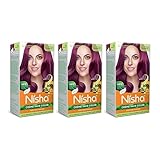 Nisha Creme Hair Color Permanent Hair Dye Color Kit With Improved Creme Formula for 100% Gray Coverage Ammonia Free Hair Color Dye for Rich Bright Long lasting Hair Color - Wine Burgundy (Pack of 3)