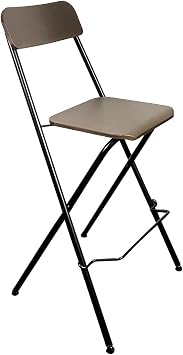 Folding Bar Stool with Backrest, Portable Folding Counter High Stool, Foldable Footstool Chair Capacity 90kg/200lb, Brown60cm/24inch