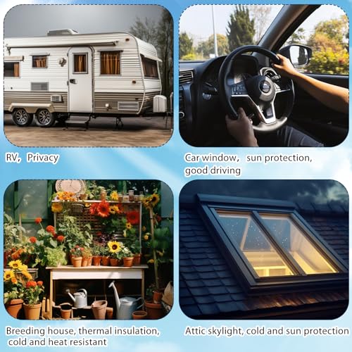 Frienda Rv Window Reflective Insulation Roll 24inch*10ft Double Aluminum Foil Heat Bubble Thermal Window Shade Door Cover Blackout for Garage Roof Travel Camper Skylight Shield