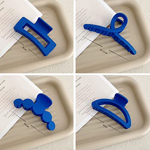 4 Pack Large Hair Claw Clips,Hair Clips For Women & Girls,Rectangle Hair Clips For Women Thick Hair & Thin Hair(Blue) #TOP3
